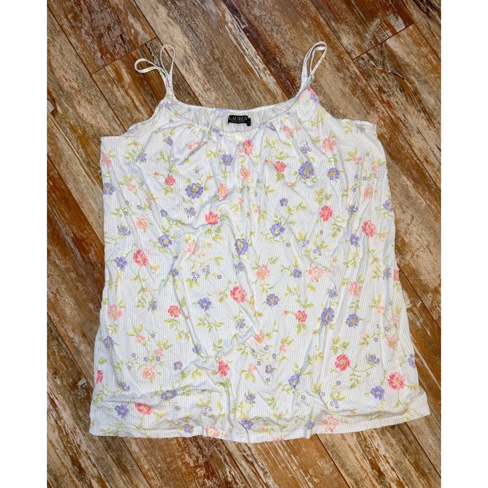 Lauren Ralph Lauren Womens XL Floral Pajama Cami Top Striped LRL Sleepwear